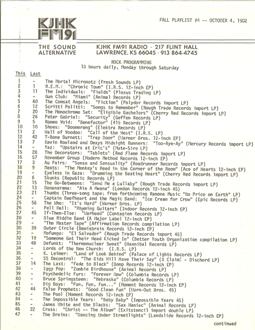 KJHK PLAYLIST 1982