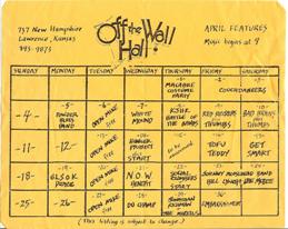 Off the Wall Hall flyer APRIL 1982