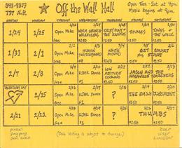 Off the Wall Hall flyer JAN-FEB 1982